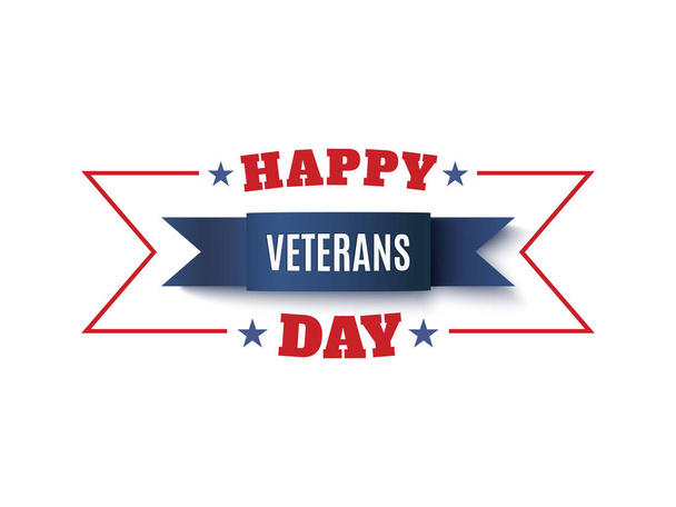 Veterans Day background. Blue ribbon isolated on white. - Vector, Image