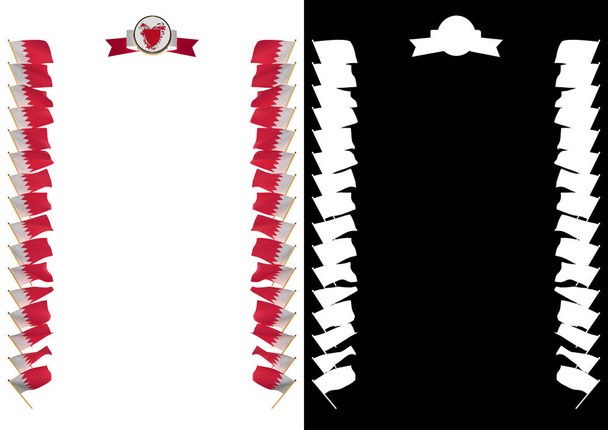 Ramki i granicy z flaga i herb Bahrajnu. ilustracja 3D - Zdjęcie, obraz