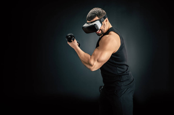 man exercising in vr headset - Photo, Image