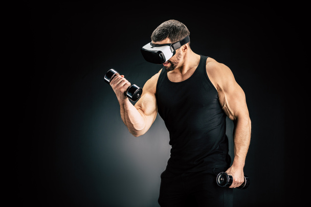 man exercising in vr headset - Photo, Image