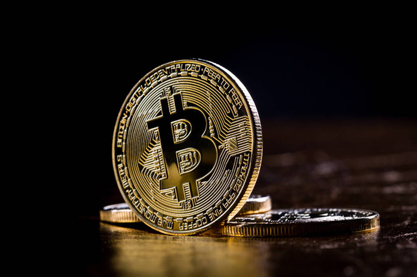 physical coin of cryptocurrency bitcoin - 写真・画像