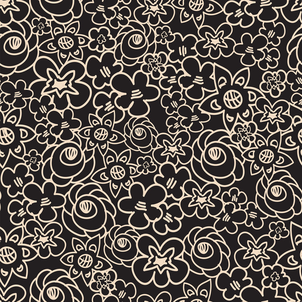 Floral endless pattern black and white - Vecteur, image