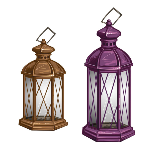 Lampa retro svíčka světle lucerny - Vektor, obrázek