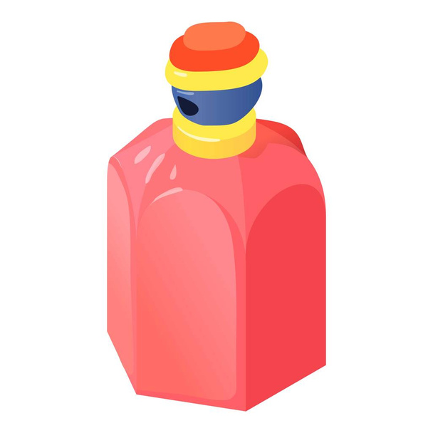 Cherry bottle perfume icon, isometric 3d style - Вектор,изображение
