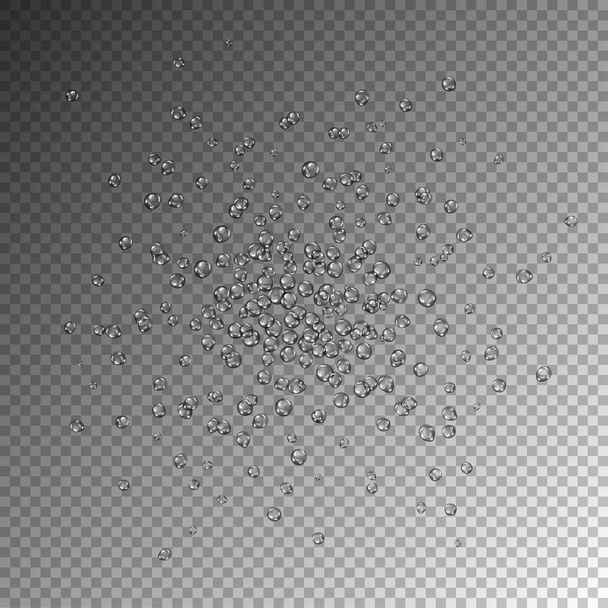 気泡による落下水透明な背景に水滴を飛ばす流れ - ベクター画像