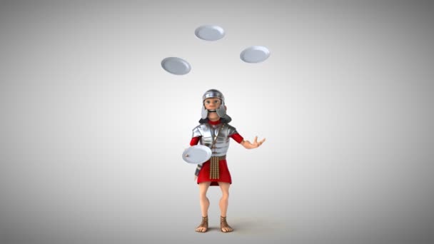 Römischer Soldat jongliert mit Tellern  - Filmmaterial, Video