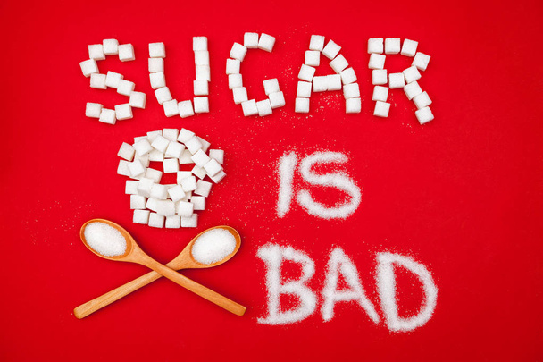 Sugar is bad letters made from sugar - Foto, Bild