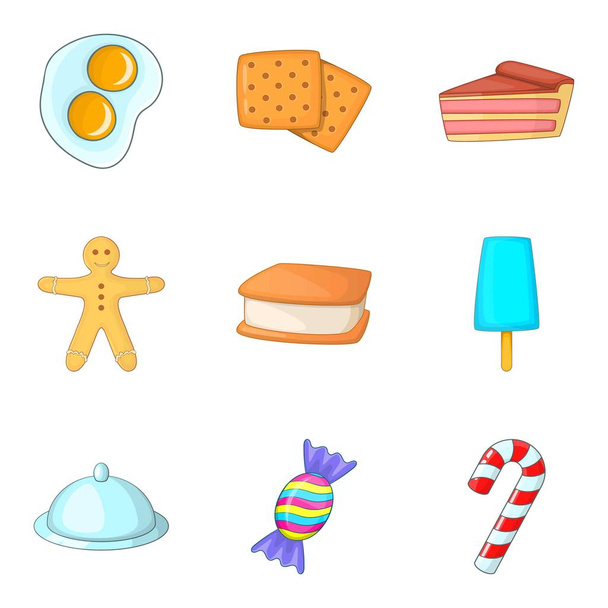Holiday food icons set, cartoon style - Vetor, Imagem