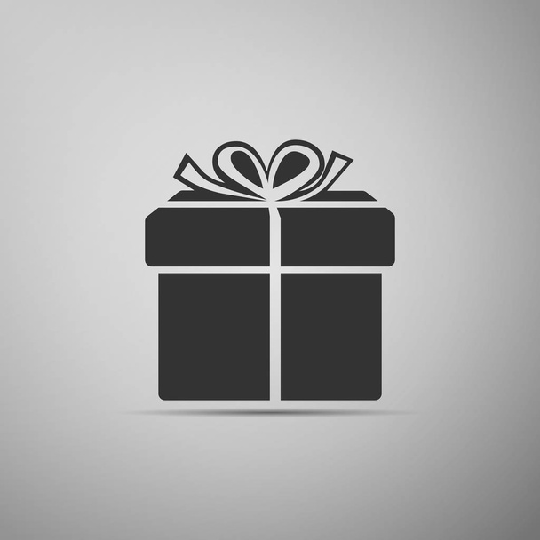 Gift box icon isolated on grey background. Flat design. Vector Illustration - Vector, Image