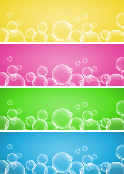 Diseño de cuatro fondos con burbujas
  - Vector, imagen