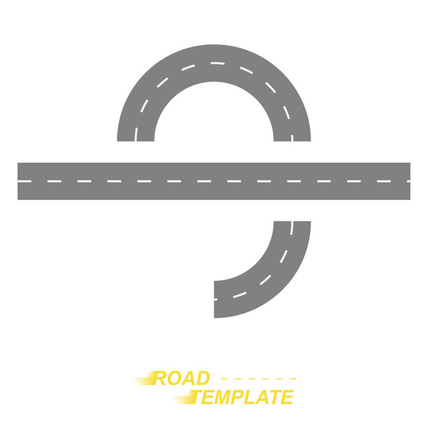 Template a straight and winding road on a white background. - Vektor, Bild