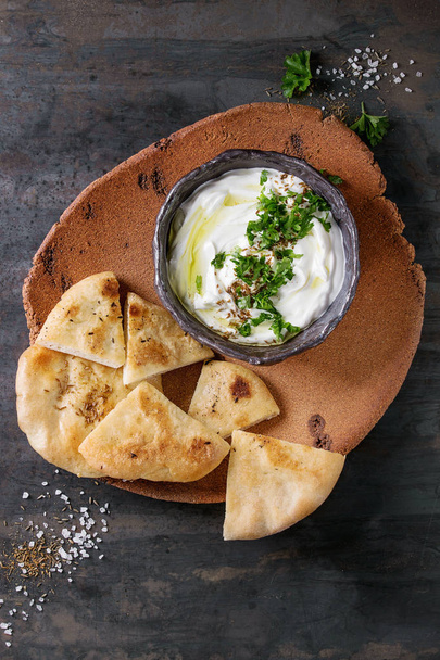 labneh fresh lebanese cream cheese dip - Фото, изображение