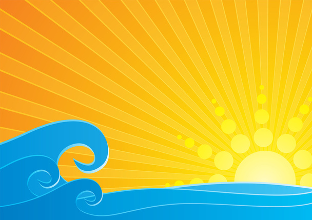 Sunset over sea - Vector, Image