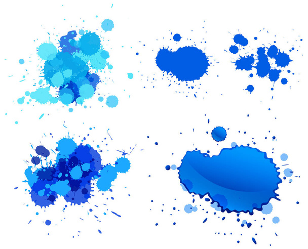 pintura azul salpica sobre fondo blanco
 - Vector, Imagen