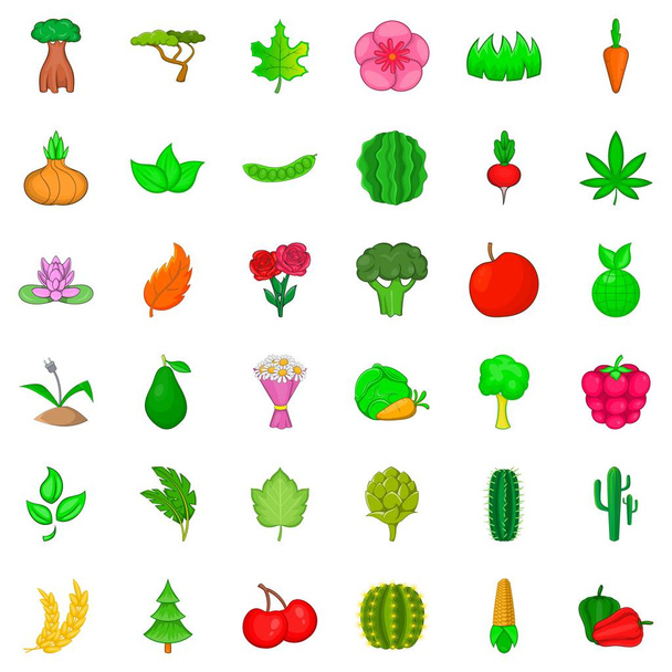 Flower icons set, cartoon style - Vector, Image