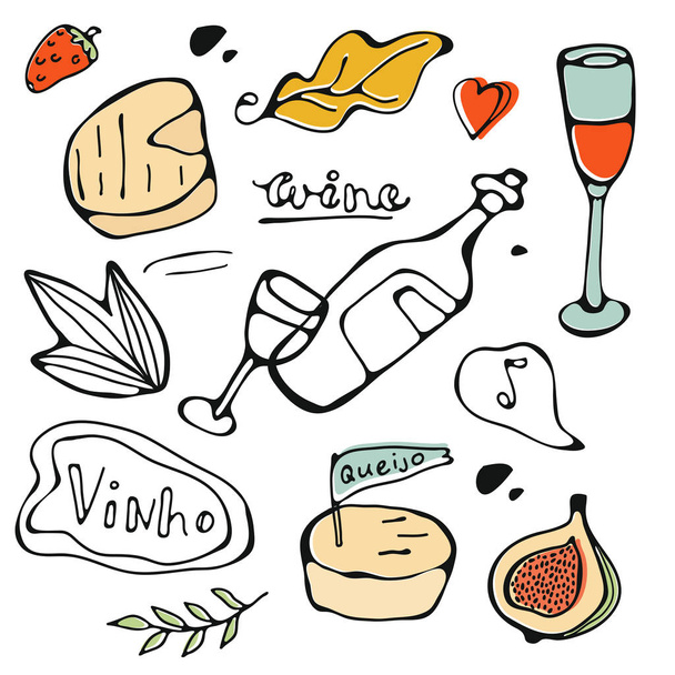 手描き食品セット - ベクター画像