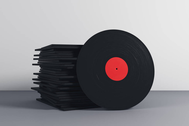 Stack of black vinyl covers  - Photo, Image