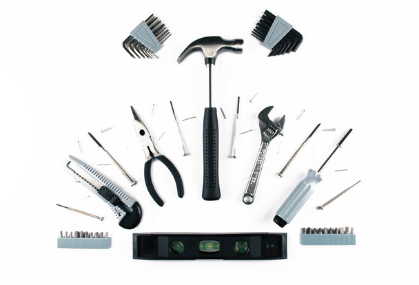 Set of various tools on white background. - Photo, Image