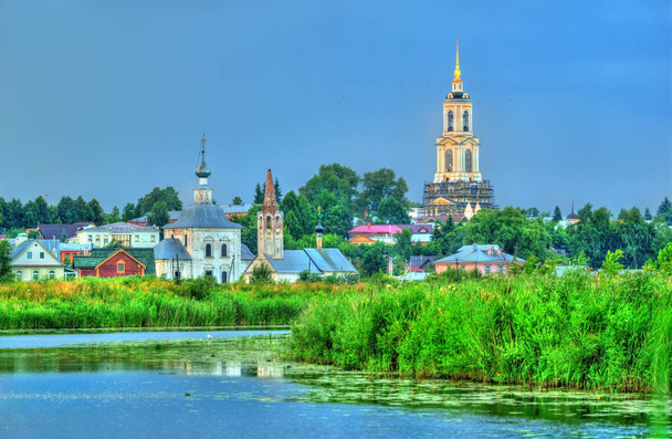 Suzdal town over the Kamenka river in Russia - Photo, Image