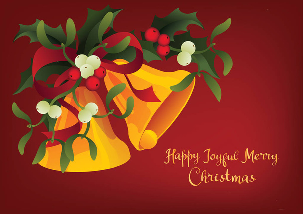 Natal cartão sazonal A Holly Jolly Feliz Natal e sinos jingle
 - Vetor, Imagem