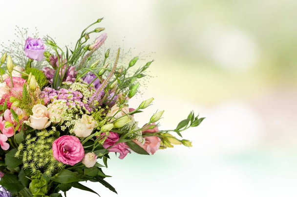 Beautiful bouquet of fresh flowers, close-up view  - Photo, Image
