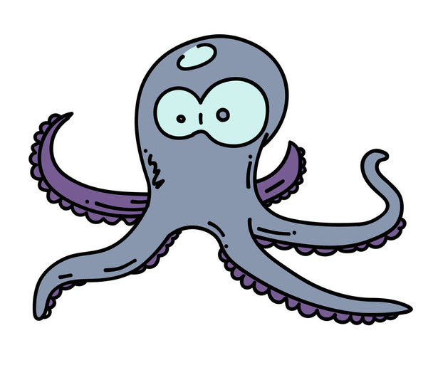 Octopus cartoon hand drawn image - Vecteur, image