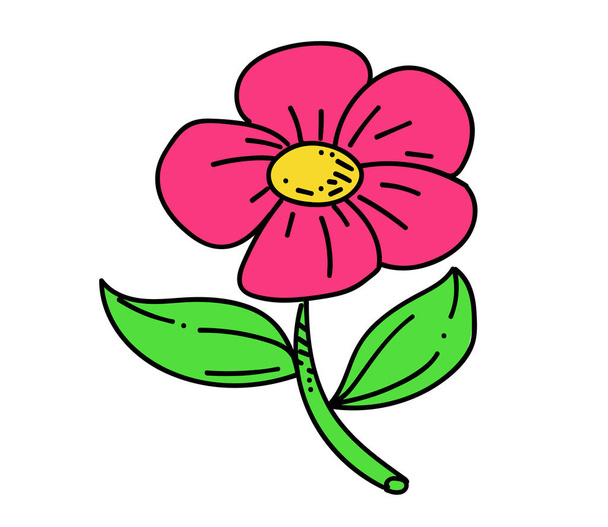 Flower cartoon hand drawn image - Vektör, Görsel