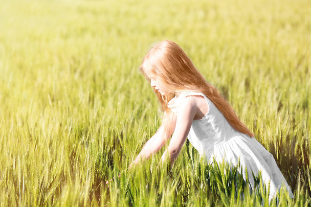 Little girl in green field - Valokuva, kuva