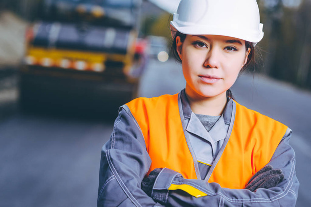 female worker road construction - Foto, Imagem