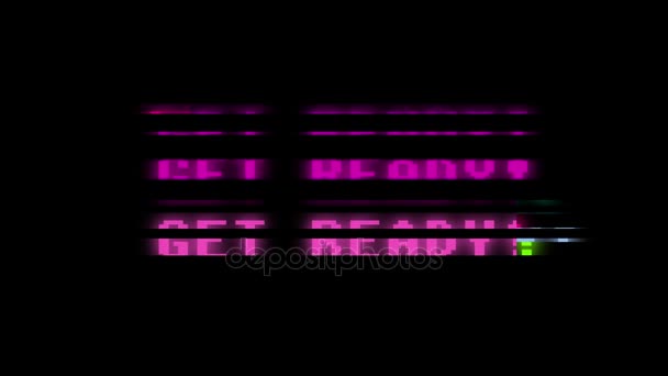 retro videogame get ready text on old tv glitch interference screen... New quality universal vintage motion dynamic animated background colorful joyful cool video footage
 - Кадры, видео