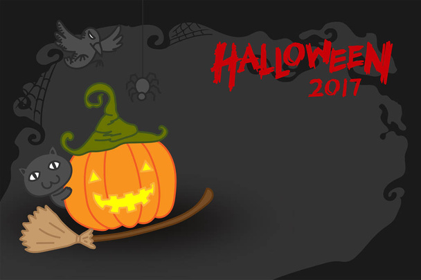 Halloween pompoen jack o lantern kostuum instellen heks concept idee  - Vector, afbeelding