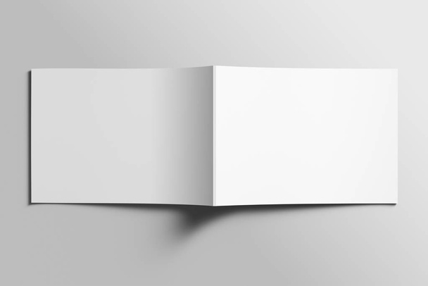 Brochure paysage A4 photoréaliste vierge maquette sur fond gris clair
.  - Photo, image
