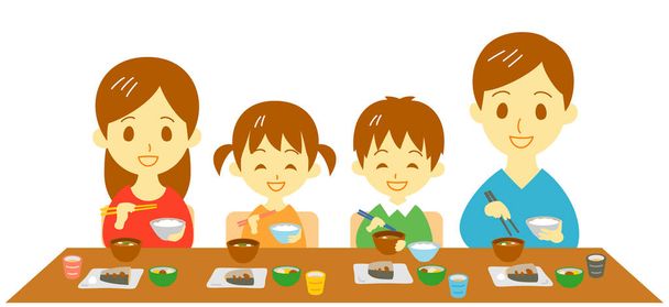 familia joven en la cena, comida japonesa
 - Foto, Imagen