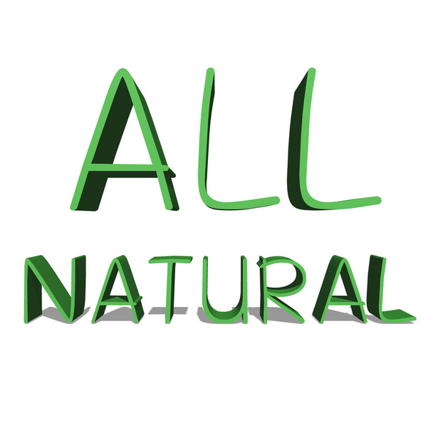 Tutto verde naturale parola su sfondo bianco illustrazione rendering 3D
 - Foto, immagini