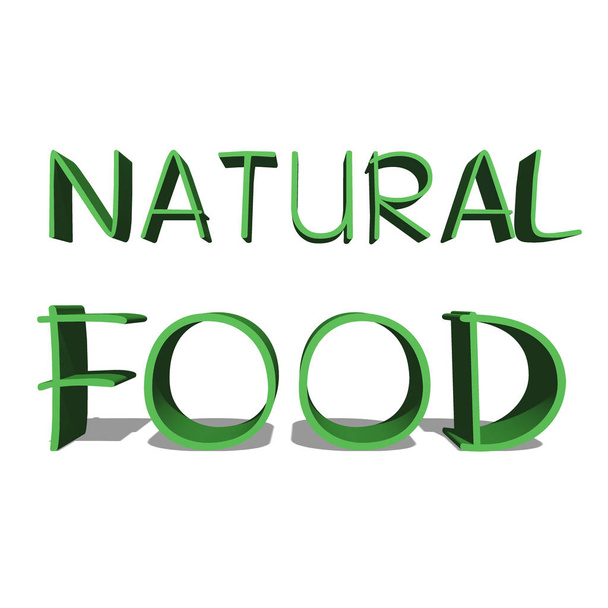 Natural Food palavra verde sobre fundo branco ilustração 3D renderização
 - Foto, Imagem