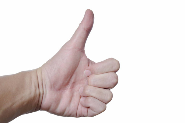 ручний підйомний великий палець для веселого на білому тлі
 - Фото, зображення