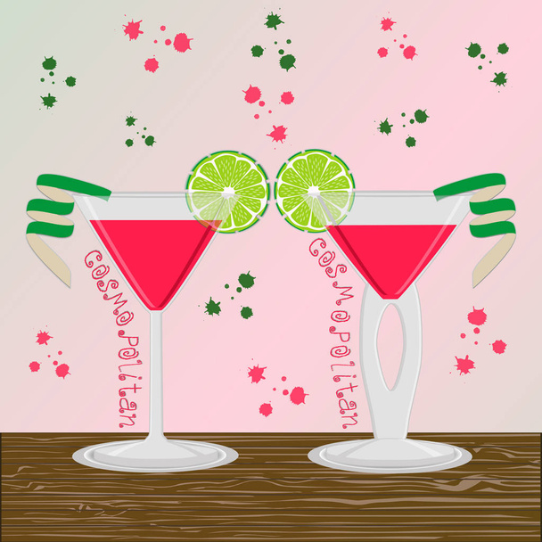 Logotipo de ilustración vectorial para cócteles de alcohol martini cosmopolita
 - Vector, Imagen