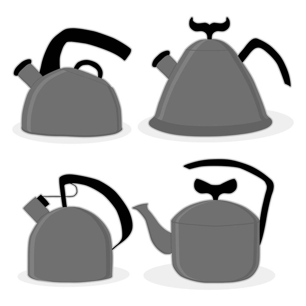 Ilustração vetorial do logotipo para bule de cerâmica, chaleira no fundo
 - Vetor, Imagem