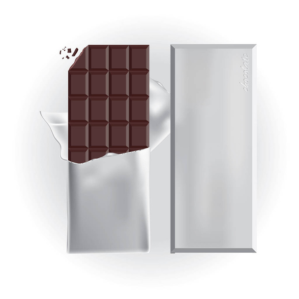 Chocolate Bar with Foil Wrap Vector Illustration - Vector, Image