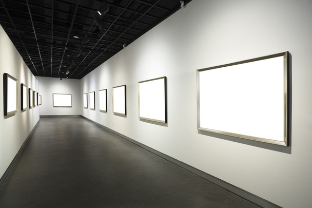 frames on white wall in art museum - Photo, Image