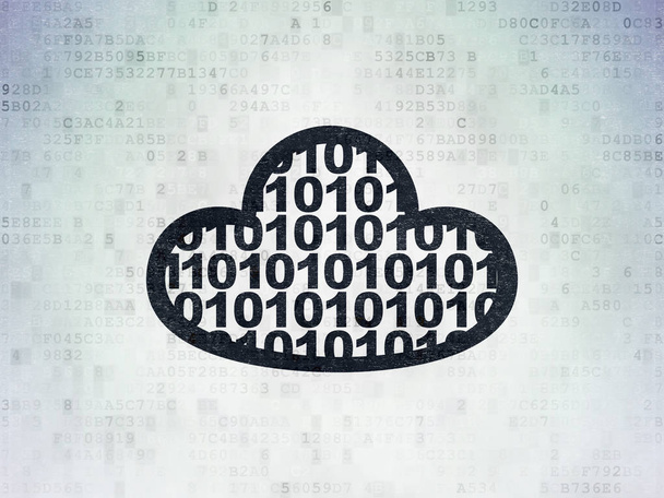 Cloudové síťové koncepce: Cloud s kódem na pozadí digitálních dat papíru - Fotografie, Obrázek