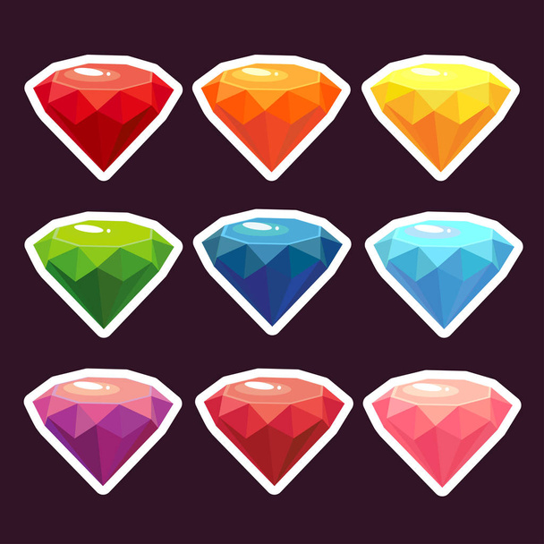 A set of stickers with gems - Vector, Image