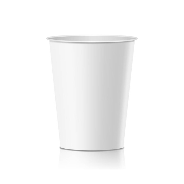 Coffee Paper Cup Vector. Empty Clean Paper Or Plastic Container For Drink. Isolated Illustration - ベクター画像