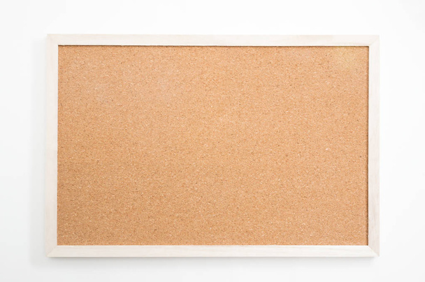 blank cork board and wooden frame on white background with clipping path - Φωτογραφία, εικόνα