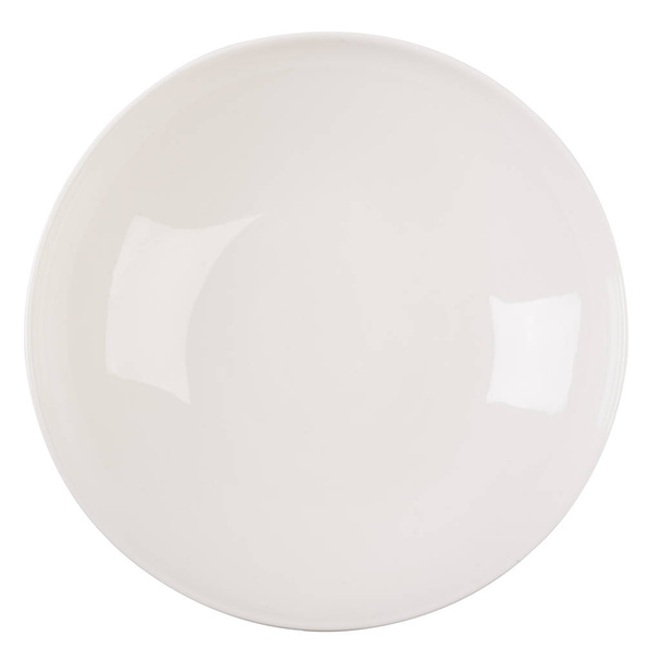 Luxurious beautiful deep white plate on a white background - Photo, Image