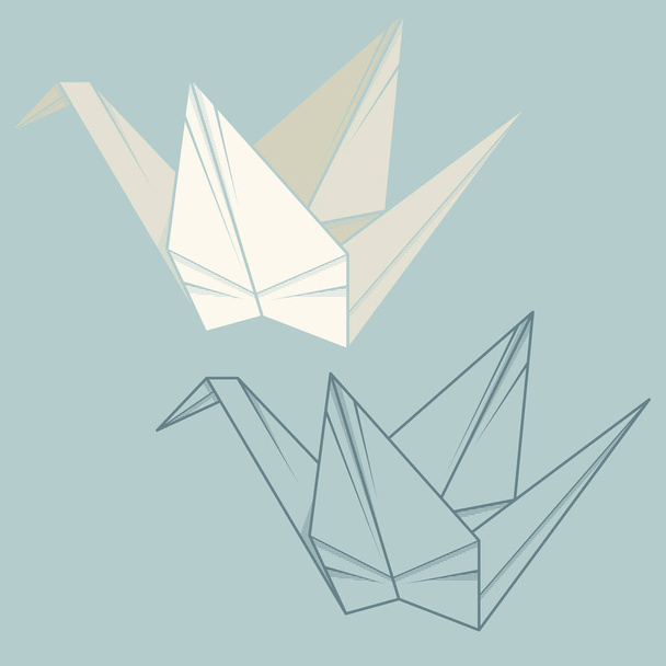 Set ilustración papel origami de grúa
. - Vector, Imagen