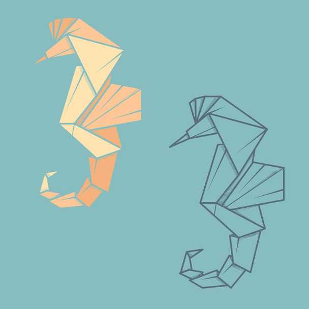Set illustrazione carta origami di cavallo di mare
. - Vettoriali, immagini