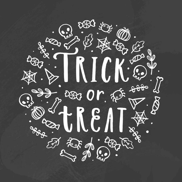 Trick or treat. Chalk illustration. - Διάνυσμα, εικόνα
