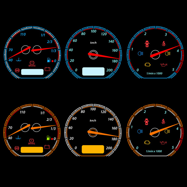 Set of car speedometers for racing design illustration - Zdjęcie, obraz