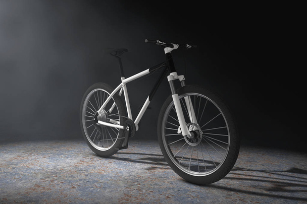 Bicicleta de montaña en blanco y negro con luz volumétrica. 3d Rende
 - Foto, imagen